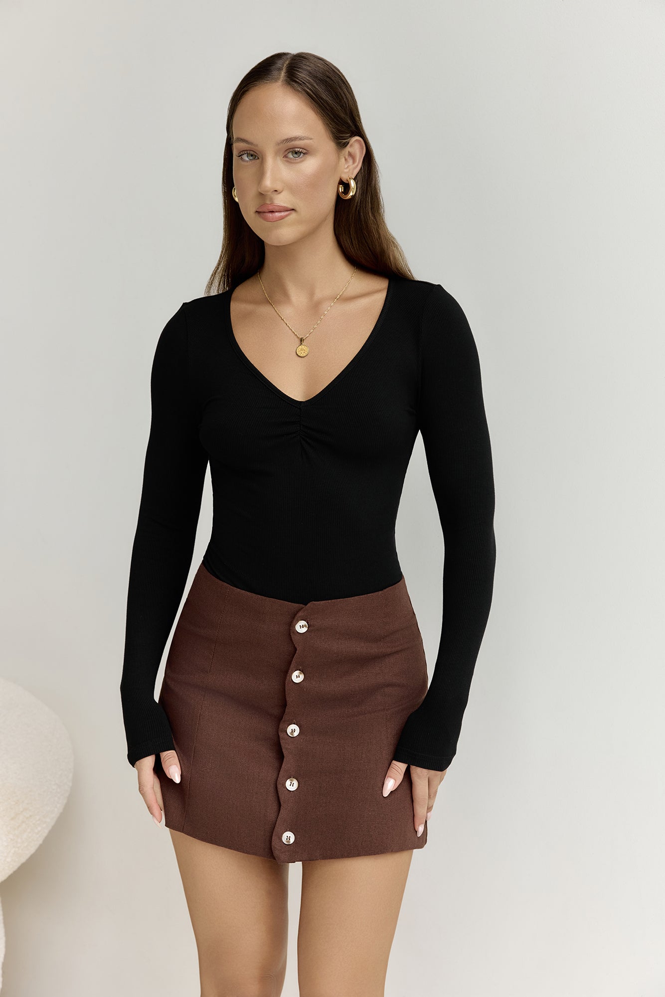 BASE The Flatter Me Long Sleeve Ribbed Bodysuit Black