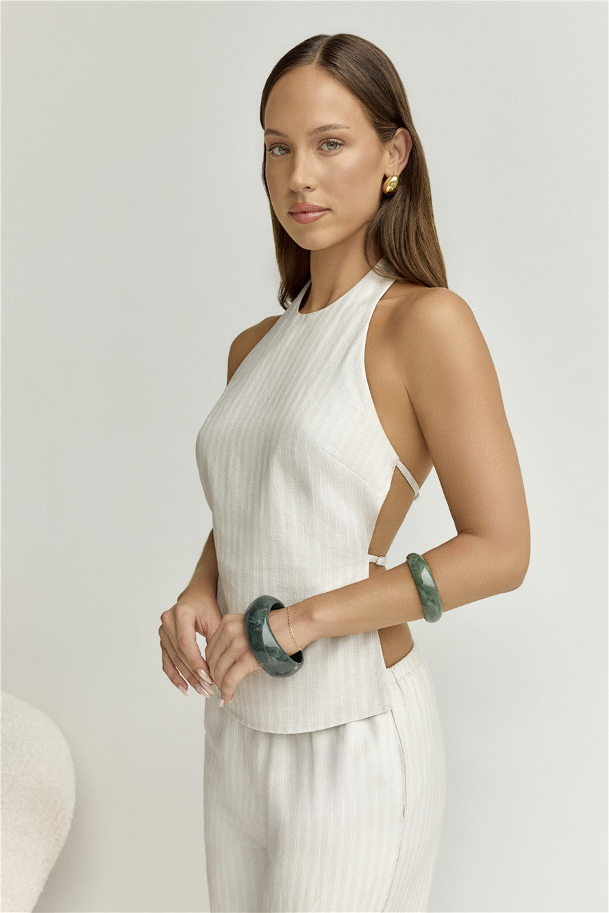 Heather Top Stone Pinstripe